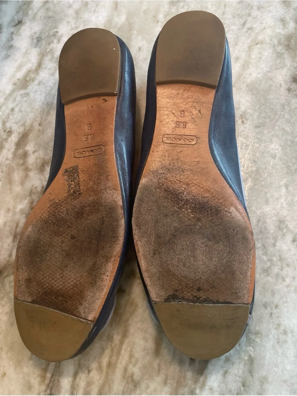 Coach Vintage Vegan Leather Navy Chambray Ballet Flats Size 8.5